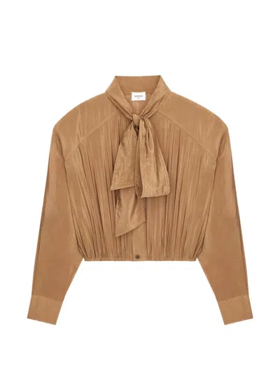 Saint Laurent Taffetas Blouse In Brown