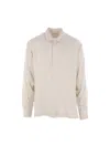 Saint Laurent Striped Pattern Tunic Shirt With Point Collar In Craie+noir