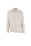 Saint Laurent Striped Pattern Tunic Shirt With Point Collar In Craie+noir
