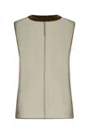 Saint Laurent Muslin Top With Textured Fabric And Contrast Trim In Green