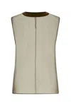 Saint Laurent Muslin Top With Textured Fabric And Contrast Trim In Green
