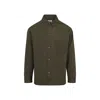 Saint Laurent Solferino Cotton Gabardine Overshirt With Cassandre Logo In Green