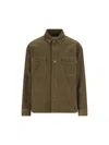 Saint Laurent Corduroy Flap-pocket Shirt In Green
