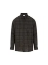 Saint Laurent Button-down Shirt With Curved Hem And Pocket In Green