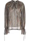 Saint Laurent Women Paisley Silk Georgette Blouse In Brown