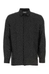 Saint Laurent Shirt In Dotted Shiny And Matte Silk In Black