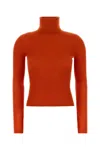 Saint Laurent Cashmere Blend Turtleneck Fitted Sweater In Orange
