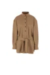 Saint Laurent Camicia In Popeline Cammello  Donna In Sable Mouille