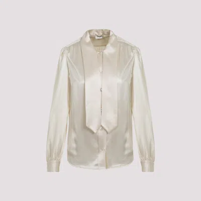 Saint Laurent Silk Scarf-collar Shirt In White