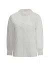 Saint Laurent Lace-trimmed Cotton Poplin Blouse In White