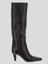 Saint Laurent Jill Calfskin Knee Boots In Black