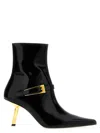 Saint Laurent Brushed Leather Booties With Strap 8cm In Black