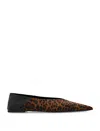 Saint Laurent All-over Patterned Pointed Toe Flat Shoes In Brown