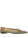 Saint Laurent Nour Slippers In Satin Crepe And Rhinestones In Green