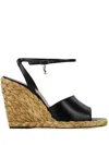 Saint Laurent Paloma Leather Ankle-strap Wedge Espadrilles In Multi