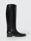 Saint Laurent Julia Buckle-embellished Leather Knee Boots In Black