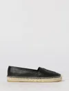 Saint Laurent Logo Leather Espadrilles Flat Shoes Black In Black