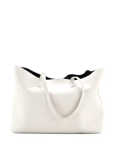 Pre-owned Saint Laurent Shopper Leather Large Tote Bag In Neutral