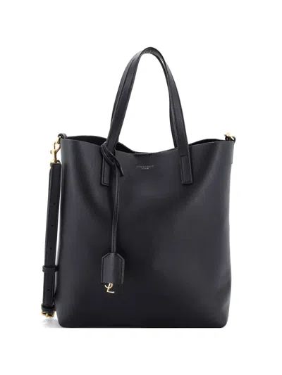 Pre-owned Saint Laurent Shopper Leather Toy Tote Bag In Black