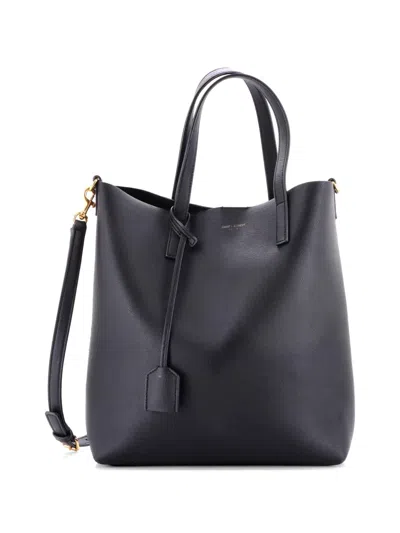 Pre-owned Saint Laurent Shopper Leather Toy Tote Bag In Black