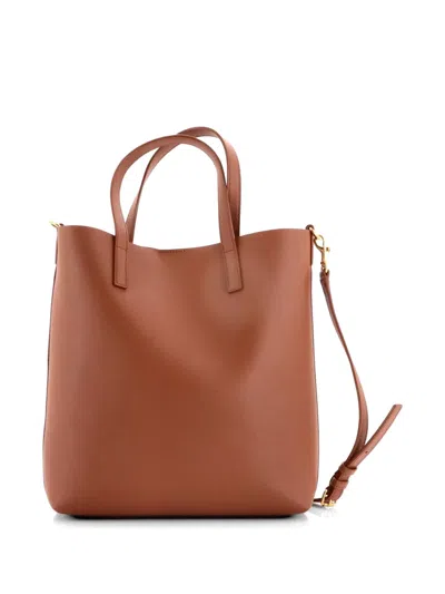 Pre-owned Saint Laurent Shopper Leather Toy Tote Bag In Brown