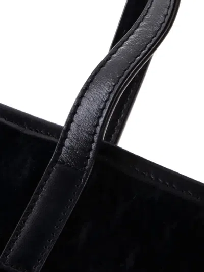 Pre-owned Saint Laurent Shopper Monogram All Over Suede Toy Tote Bag In Black