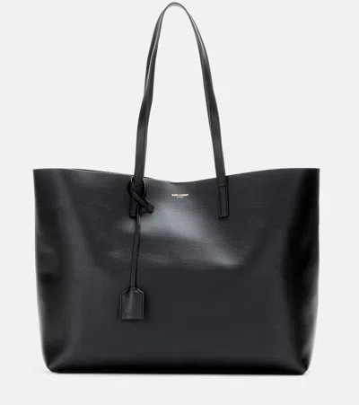 Saint Laurent Shopping E/w Leather Tote Bag In Black
