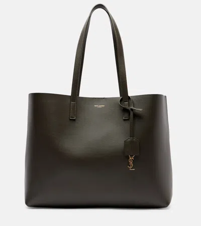 Saint Laurent Shopping Large Leather Tote Bag In Green