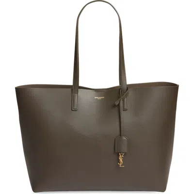 Saint Laurent Shopping Leather Tote In Brown