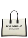 Saint Laurent Sand Canvas Large Rive Gauche Shopping Bag In Multicolor