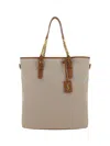 Saint Laurent Adjustable Strap Fabric Shopping Shoulder Bag In Desert Dust/brick