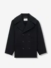 Saint Laurent Short Double-breasted Coat In Black