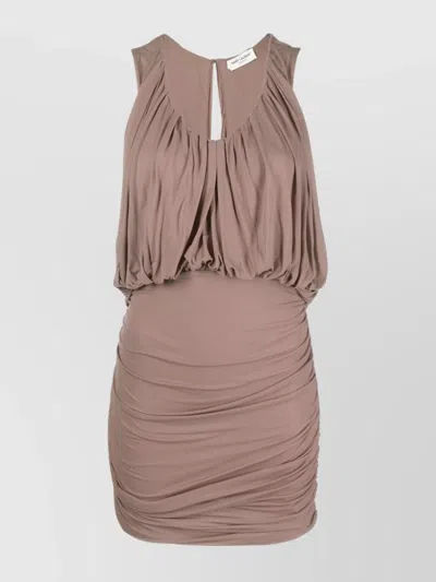 Saint Laurent Draped Sleeveless Dress In Pink