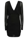 Saint Laurent Cupro Mini Dress In Black