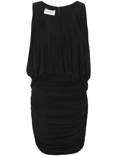 Saint Laurent Short Jersey Dress In Black