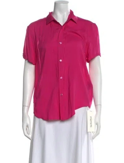 Pre-owned Saint Laurent Short Sleeve Button-up Top In Pink