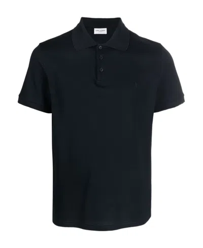 SAINT LAURENT SAINT LAURENT CASSANDRE LOGO EMBROIDERED POLO SHIRT
