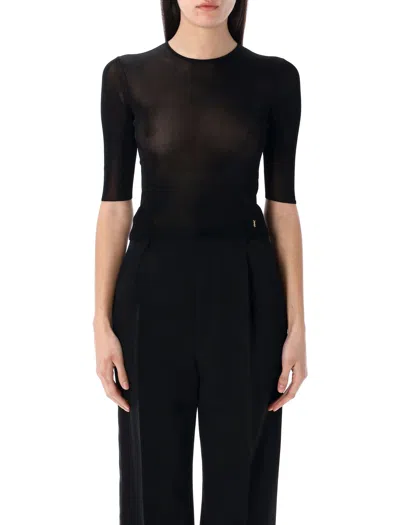Saint Laurent Short Sleeve Mini Top In Black