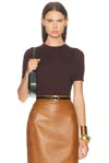 Saint Laurent Short Sleeve Sweater In Brown