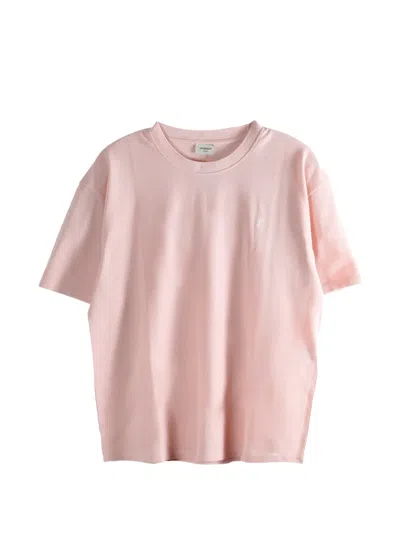 Saint Laurent Cotton Crew Neck Short Sleeve T-shirt In Pink