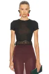 Saint Laurent Lace-trim Short-sleeve Crop T-shirt In Black