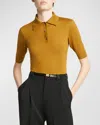 Saint Laurent Short-sleeve Wool-cashmere Polo Shirt In Mordore