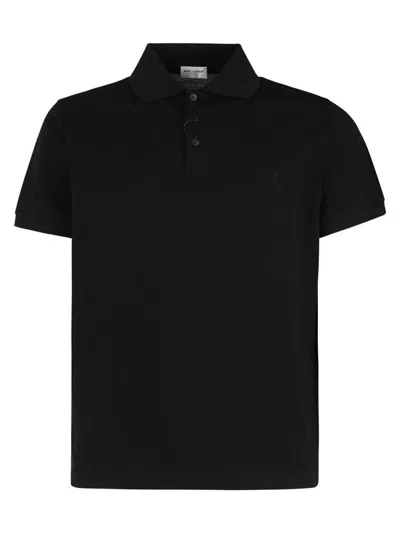 SAINT LAURENT SHORT-SLEEVED COTTON POLO SHIRT