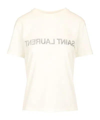 Saint Laurent Reverse Logo-print T-shirt In White