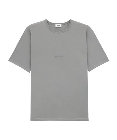 SAINT LAURENT SAINT LAURENT LOGO EMBROIDERED CREWNECK T-SHIRT