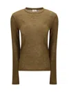 Saint Laurent Short-sleeved T-shirt In Cashmere And Silk In Brown