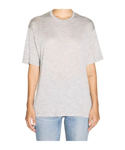 Saint Laurent Crewneck Short-sleeved T-shirt In Gray