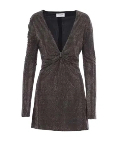 Saint Laurent Short Stud-embellished Dress In Black