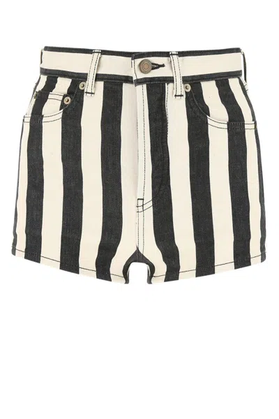 Saint Laurent Striped Buttoned Detailed Shorts In Multicolor