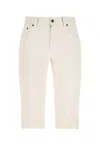 Saint Laurent Natural Regular Fit Bermuda Shorts In Beige O Tan
